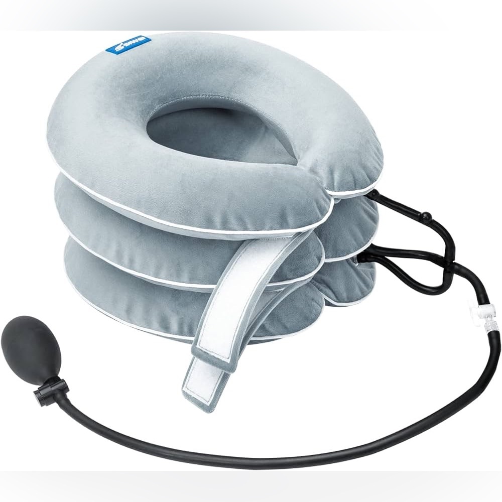 Inflatable neck traction neck reliever